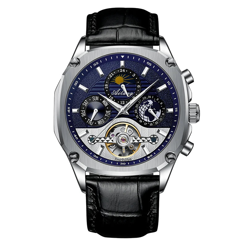 AILANG Men's Moon Phase Automatic Mechanical Watch – clasp detail