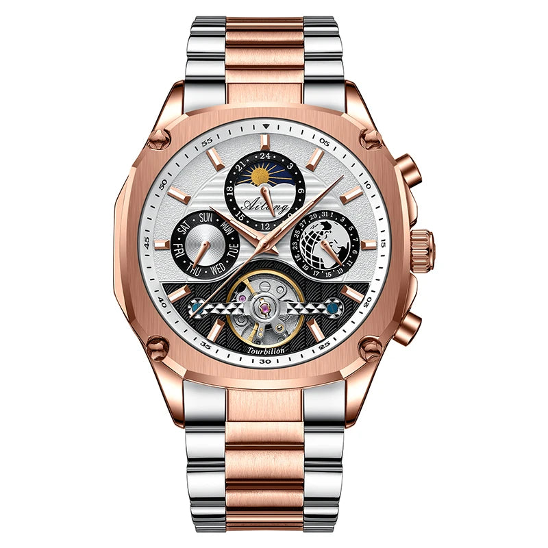 AILANG Men's Moon Phase Automatic Mechanical Watch – clasp detail