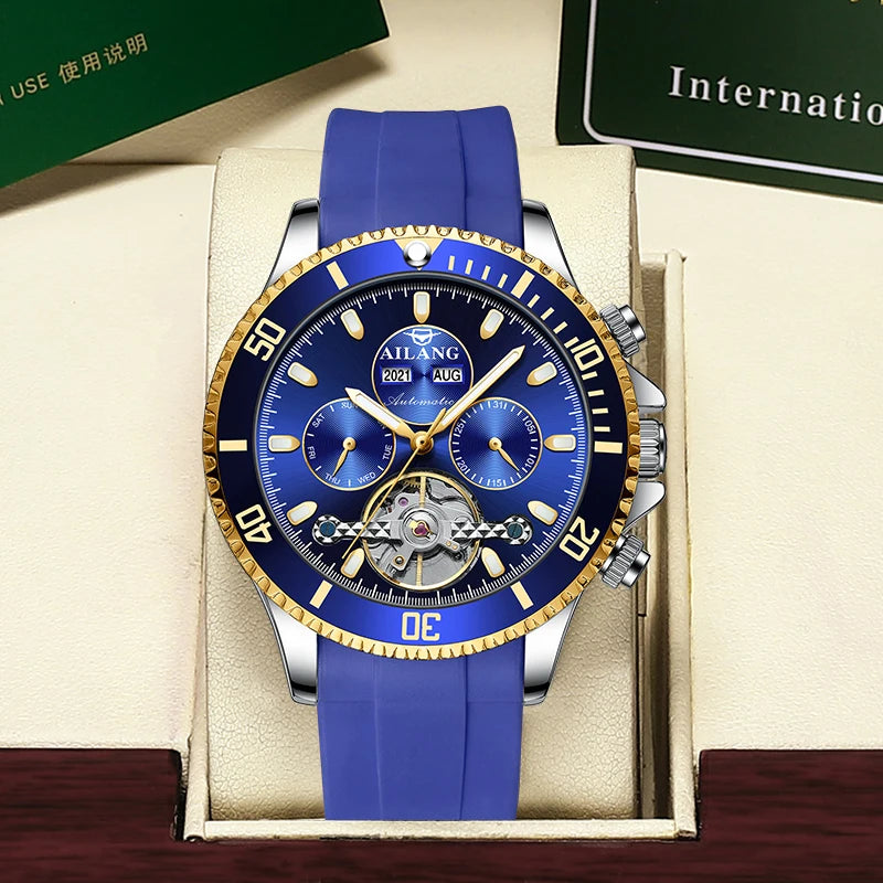AILANG Men's Green Diver Automatic Mechanical Watch – front view