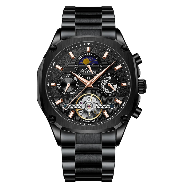 AILANG Men's Moon Phase Automatic Mechanical Watch – mechanical detail