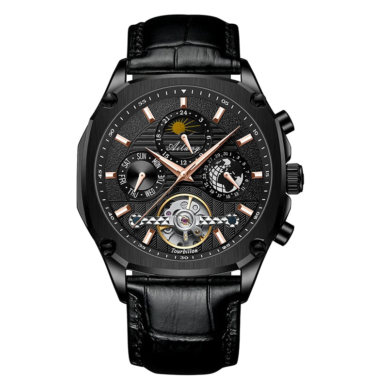 AILANG Men's Moon Phase Automatic Mechanical Watch – case back