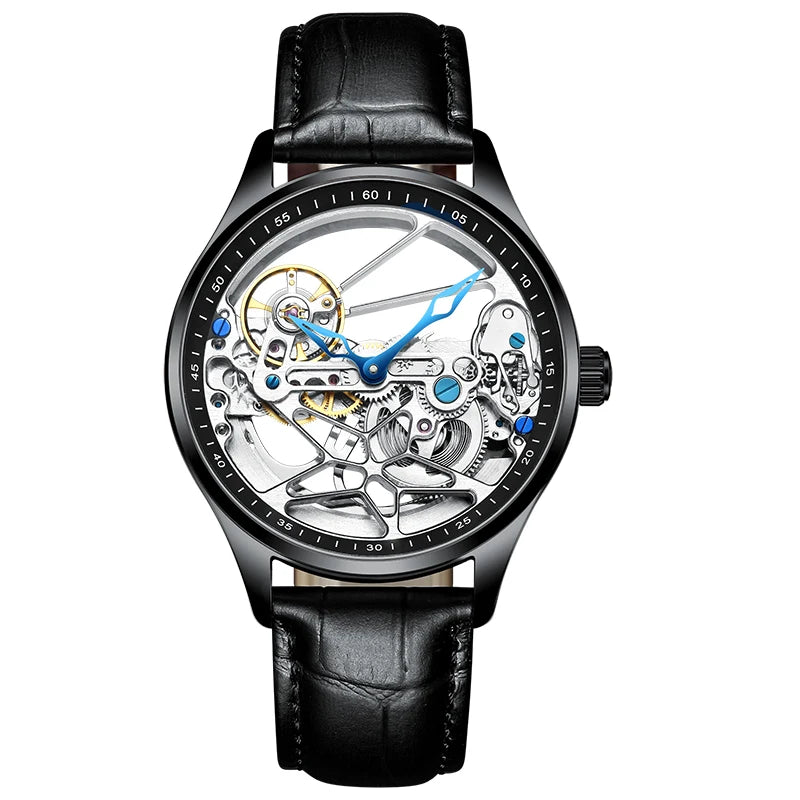 AILANG Men's Double-Sided Skeleton Automatic Mechanical Watch – front view