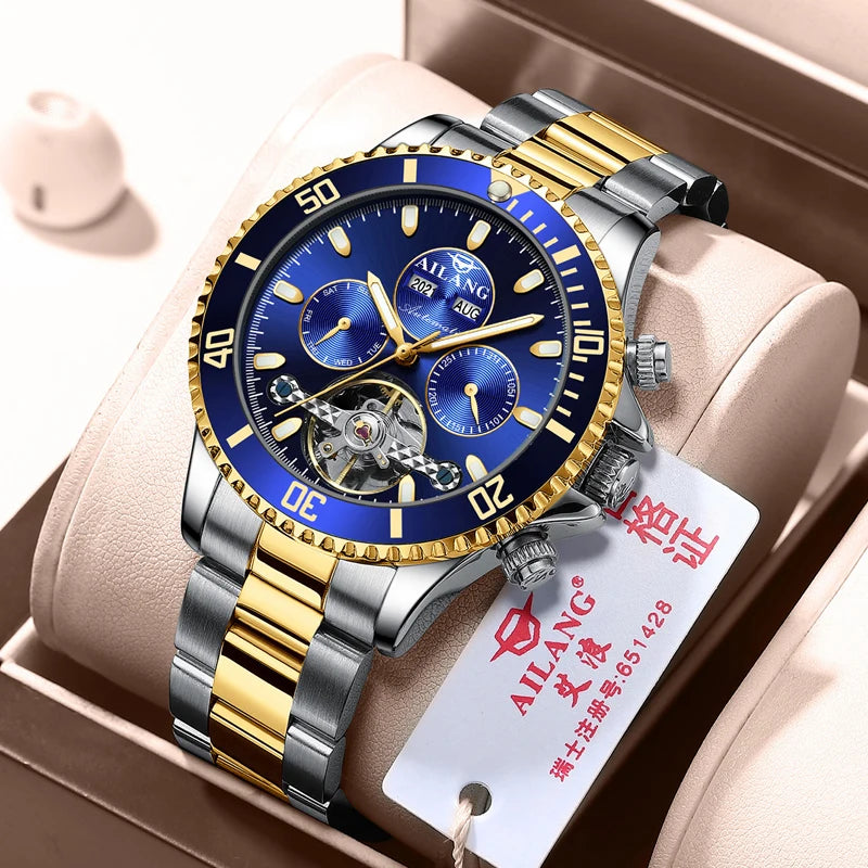 AILANG Men's Green Diver Automatic Mechanical Watch – mechanical detail