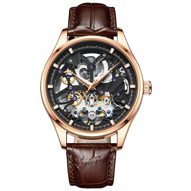 AILANG Men's Skeleton Automatic Mechanical Watch – mechanical detail