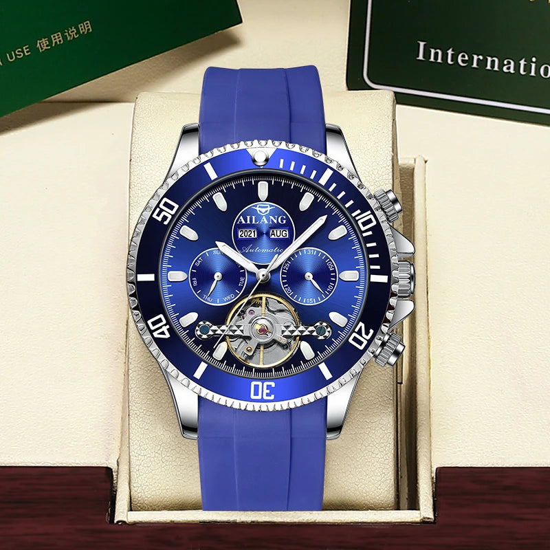 AILANG Men's Green Diver Automatic Mechanical Watch – mechanical detail