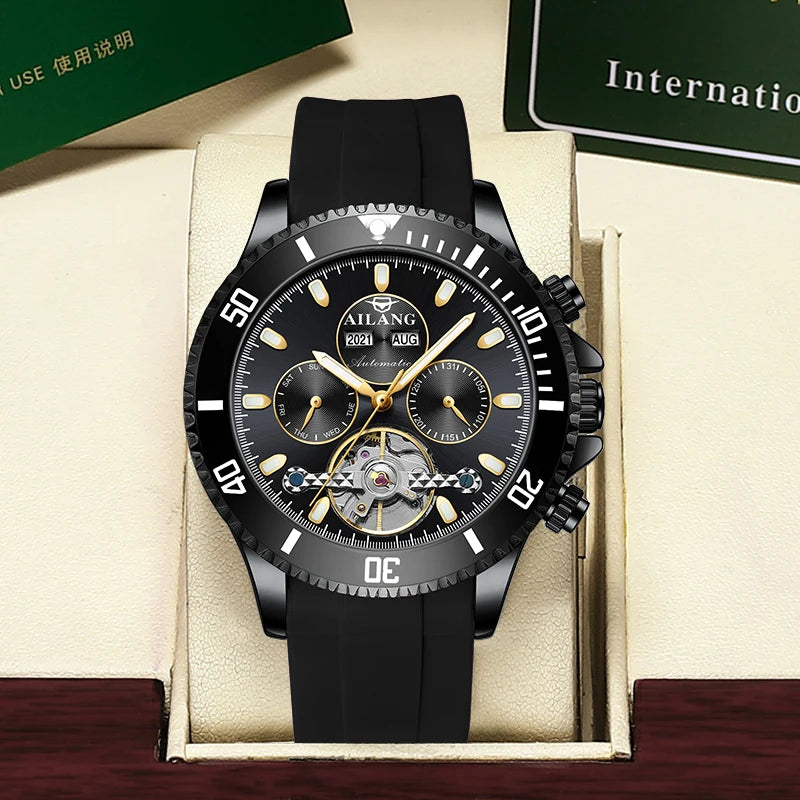 AILANG Men's Green Diver Automatic Mechanical Watch – side view
