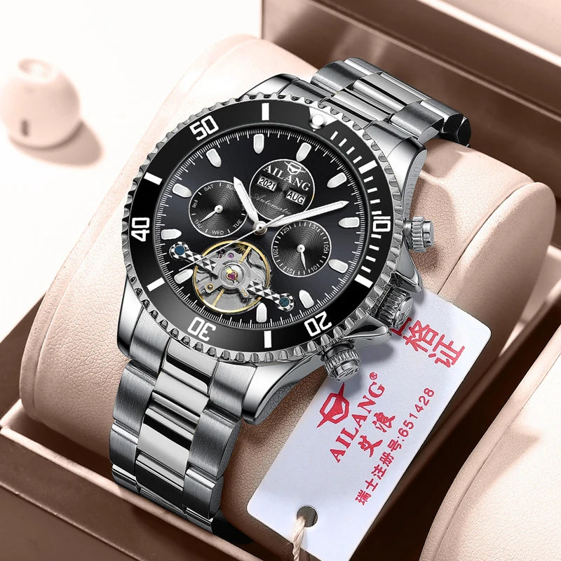 AILANG Men's Green Diver Automatic Mechanical Watch – alternate view