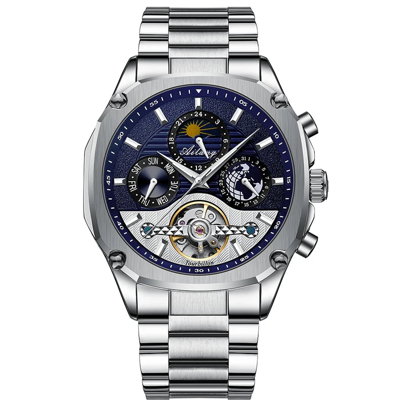 AILANG Men's Moon Phase Automatic Mechanical Watch – strap detail