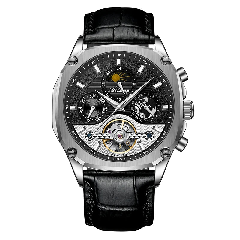 AILANG Men's Moon Phase Automatic Mechanical Watch – case back