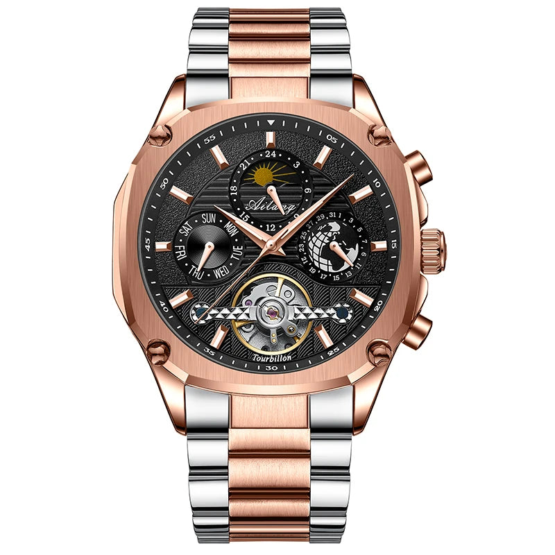 AILANG Men's Moon Phase Automatic Mechanical Watch – dial view