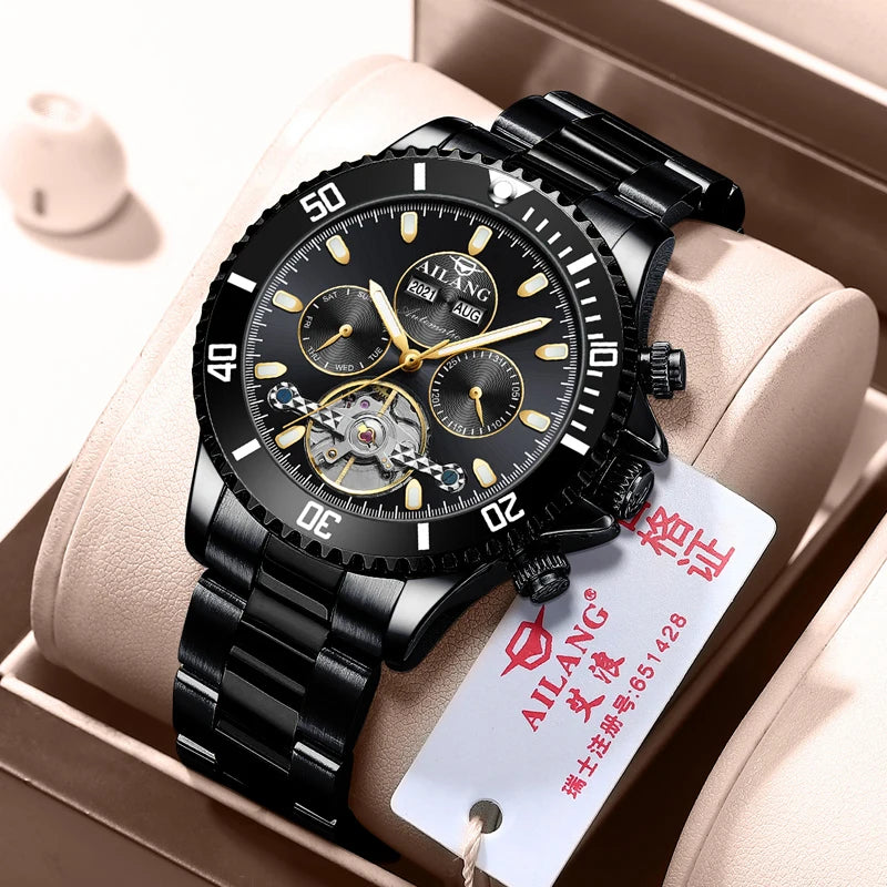 AILANG Men's Green Diver Automatic Mechanical Watch – color detail