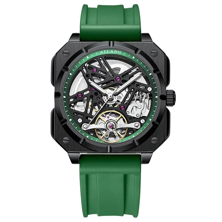 AILANG Men's Square Automatic Mechanical Watch – front view