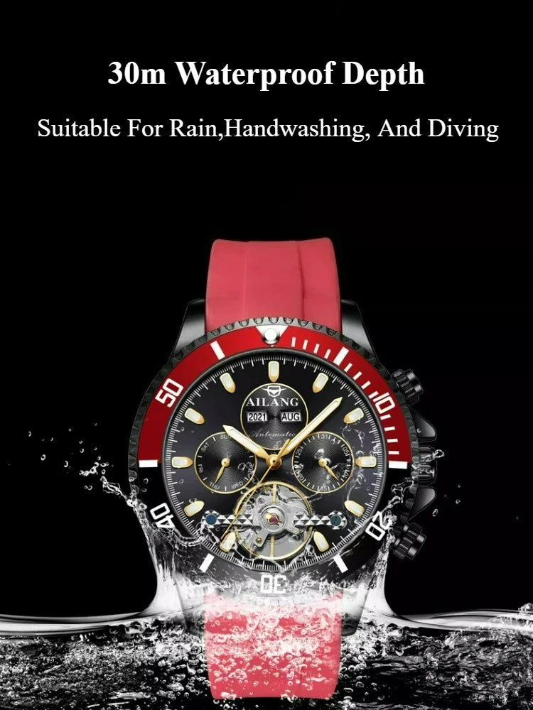 AILANG Men's Green Diver Automatic Mechanical Watch – case back