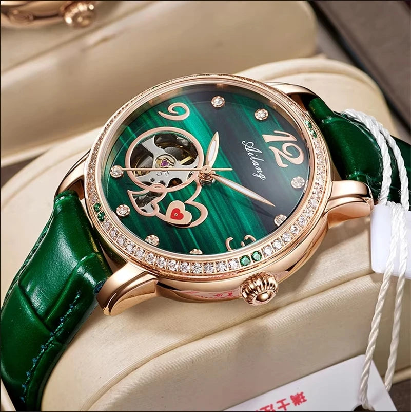 AILANG Women's Skeleton Automatic Mechanical Watch – case detail