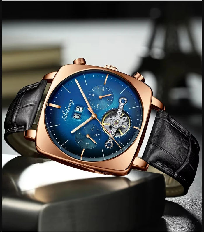 AILANG Men's Square Automatic Mechanical Watch – front view