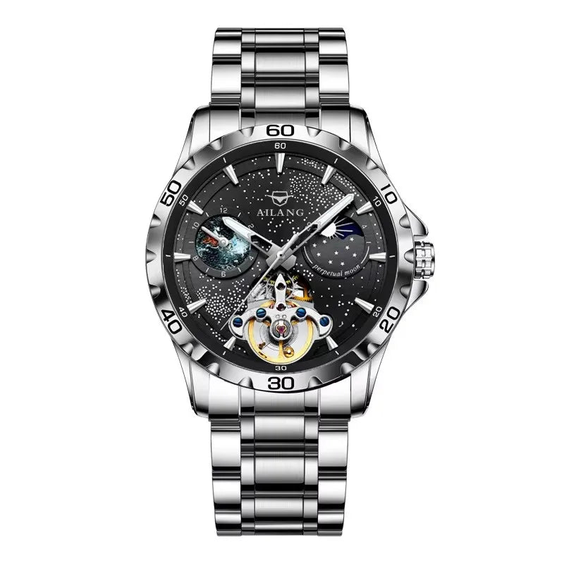 AILANG Men's Moon Phase Automatic Mechanical Watch – clasp detail