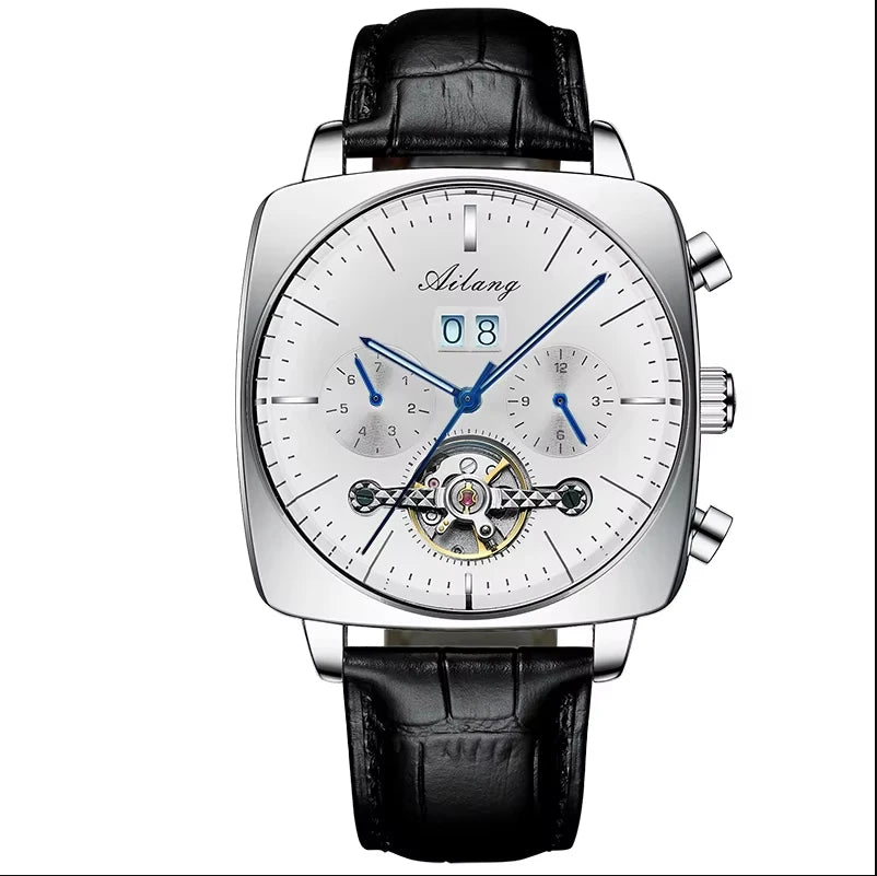 AILANG Men's Square Automatic Mechanical Watch – case detail