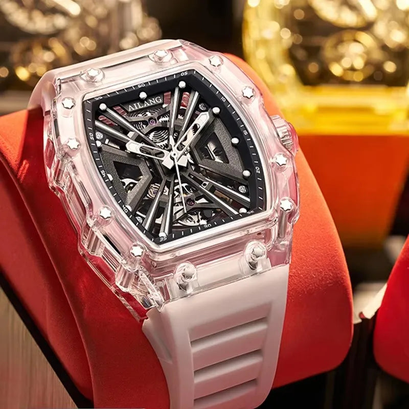 AILANG Men's Double-Sided Skeleton Automatic Mechanical Watch – case detail