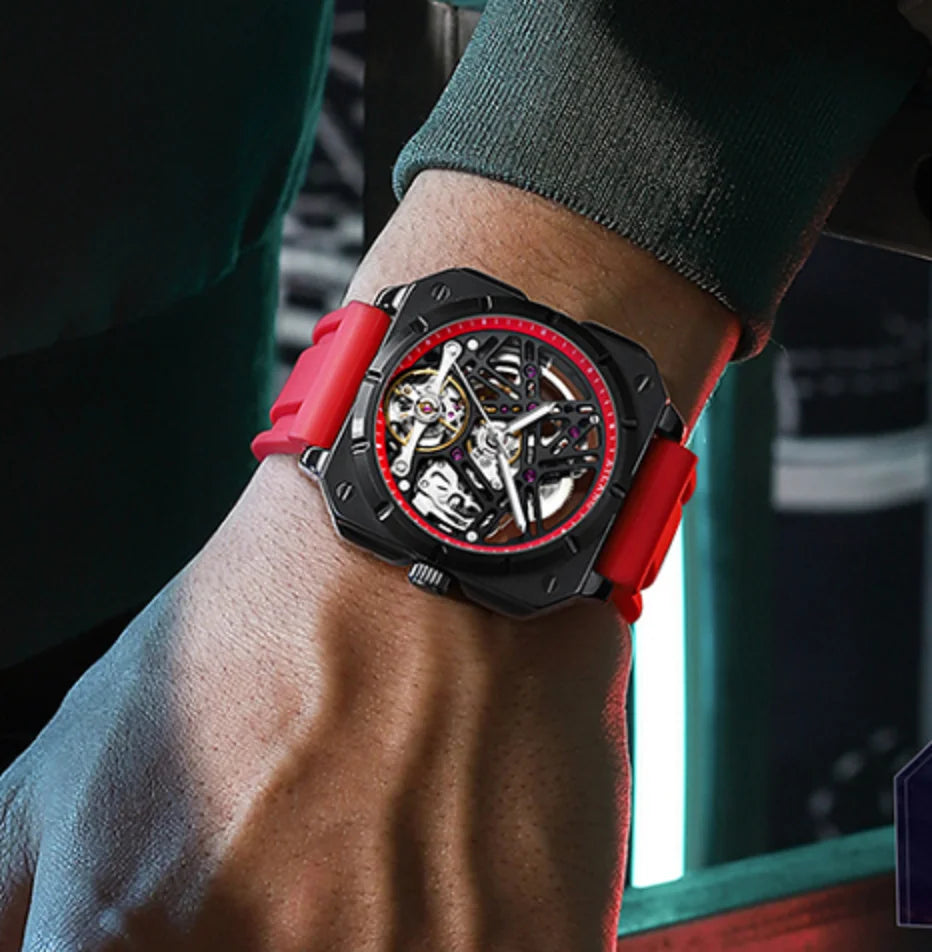AILANG Men's Square Automatic Mechanical Watch – case detail