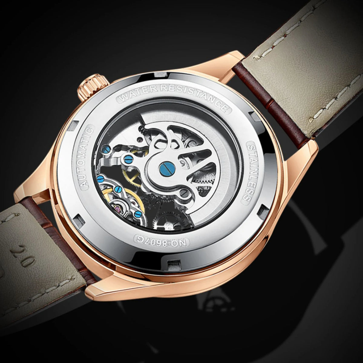 AILANG Men's Skeleton Automatic Mechanical Watch – case back