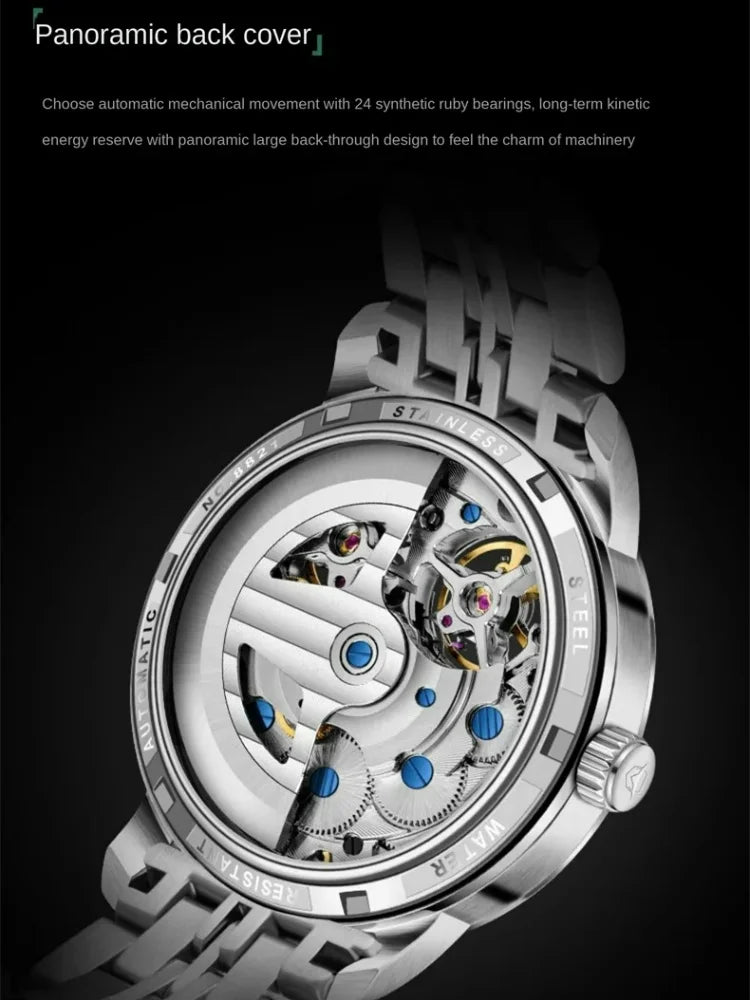 AILANG Men's Skeleton Automatic Mechanical Watch – strap detail