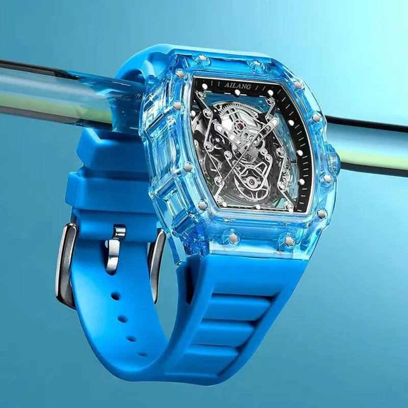 AILANG Men's Tonneau Automatic Mechanical Watch – case detail