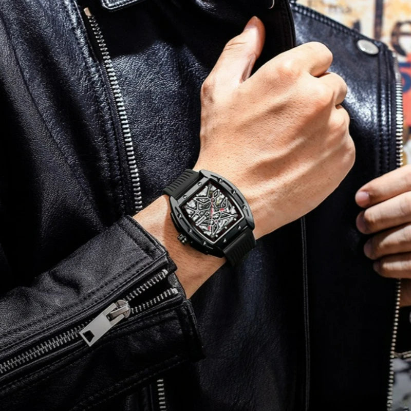 AILANG Men's Tonneau Automatic Mechanical Watch – side view