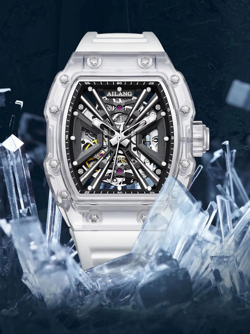 AILANG Men's Double-Sided Skeleton Automatic Mechanical Watch – dial view