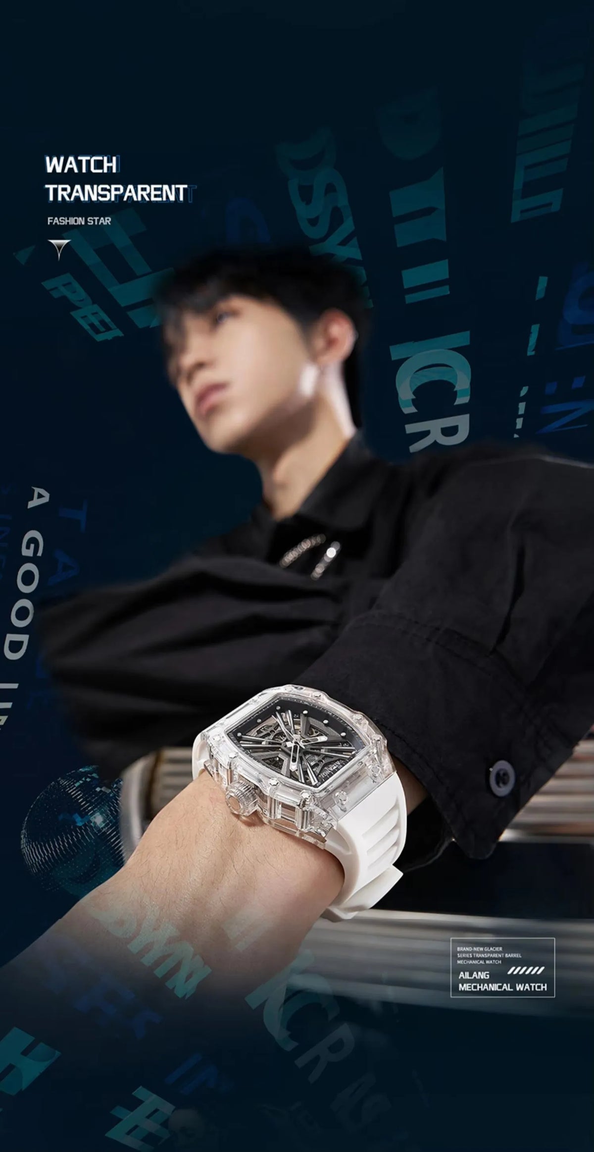 AILANG Men's Double-Sided Skeleton Automatic Mechanical Watch – front view