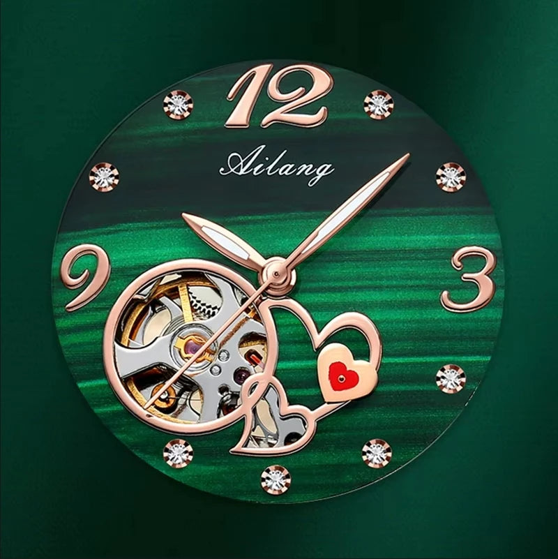 AILANG Women's Skeleton Automatic Mechanical Watch – dial view