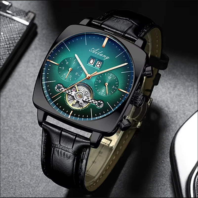 AILANG Men's Square Automatic Mechanical Watch – front view