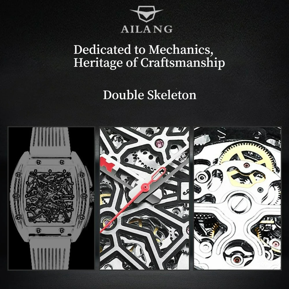 AILANG Men's Tonneau Automatic Mechanical Watch – side view
