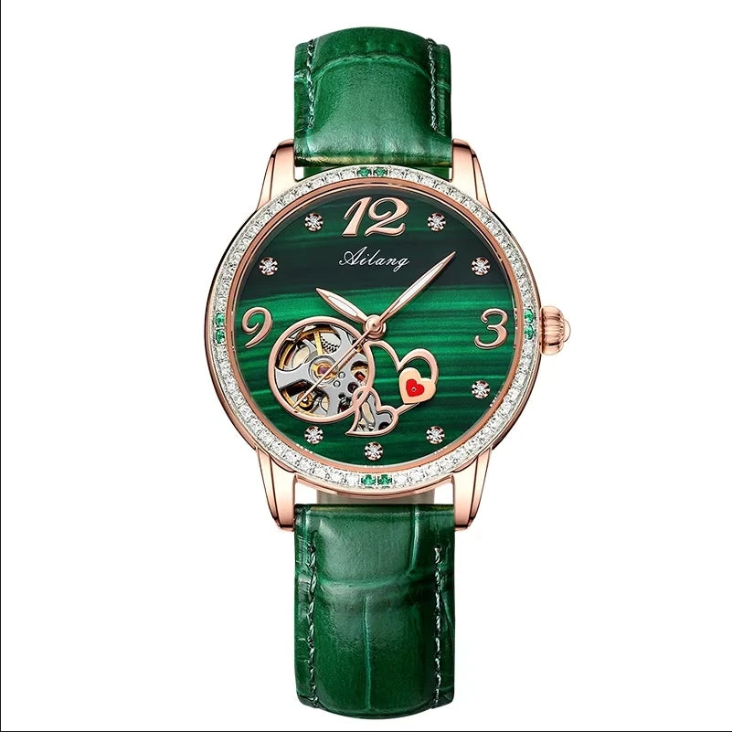 AILANG Women's Skeleton Automatic Mechanical Watch – dial view