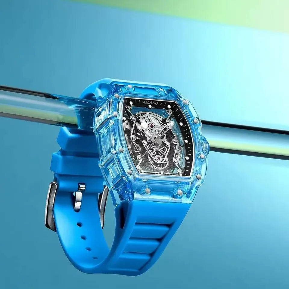 AILANG Men's Tonneau Automatic Mechanical Watch – case detail