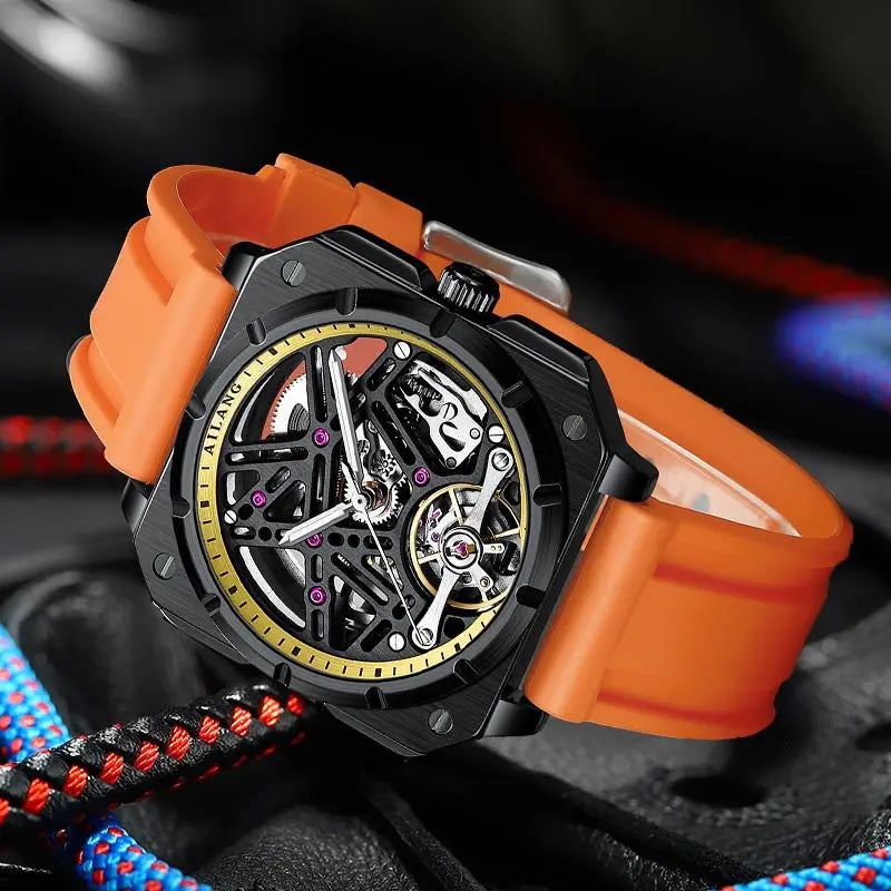 AILANG Men's Square Automatic Mechanical Watch – side view