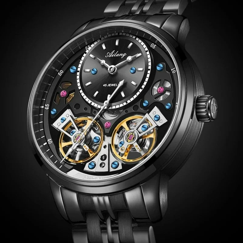AILANG Men's Skeleton Automatic Mechanical Watch – dial view