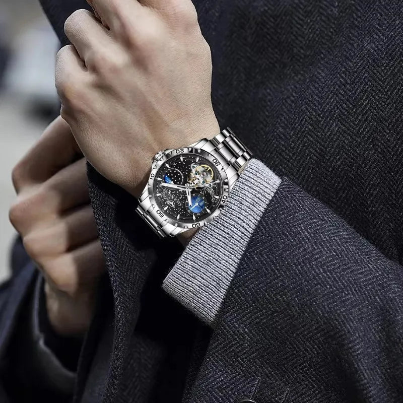 AILANG Men's Moon Phase Automatic Mechanical Watch – side view