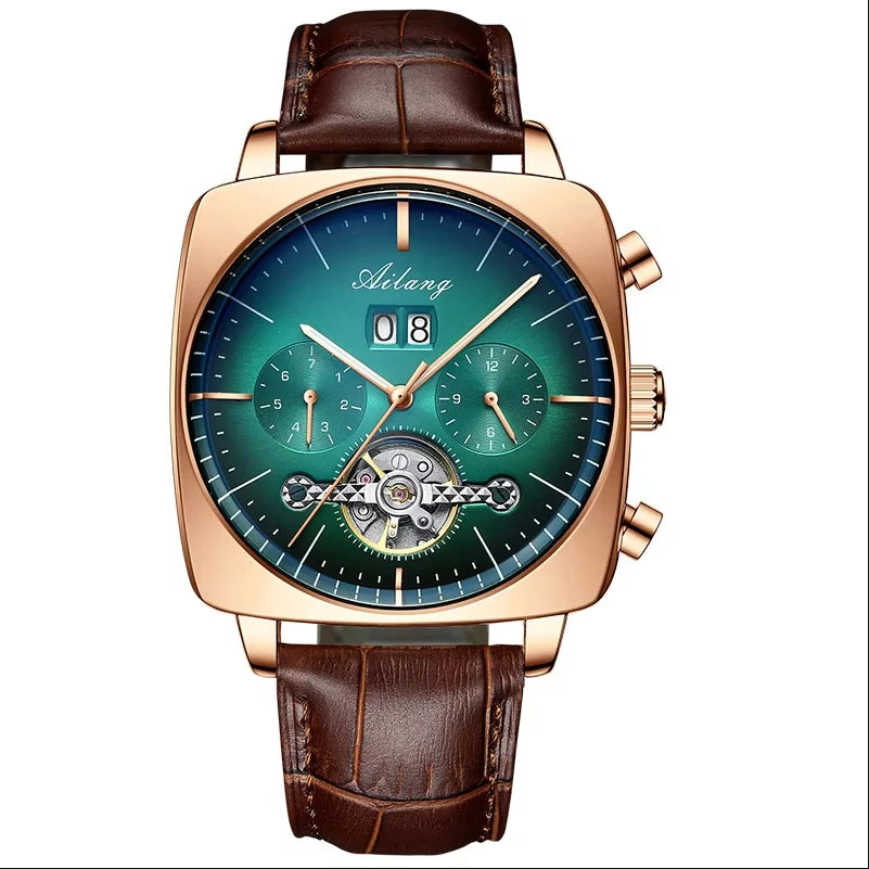 AILANG Men's Square Automatic Mechanical Watch – dial view