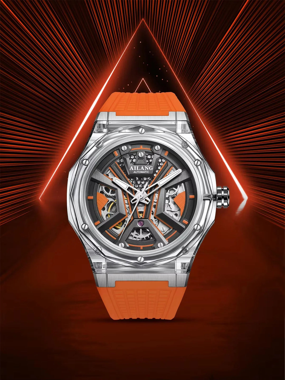AILANG Men's Polygonal Automatic Mechanical Watch – side view