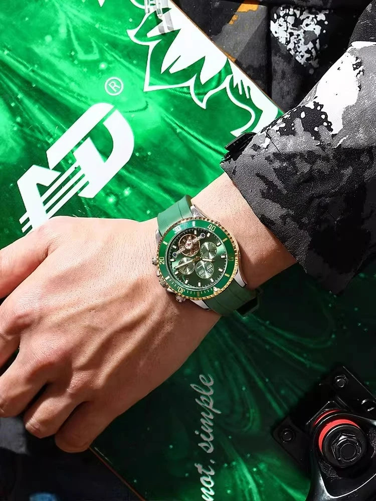 AILANG Men's Green Diver Automatic Mechanical Watch – front view