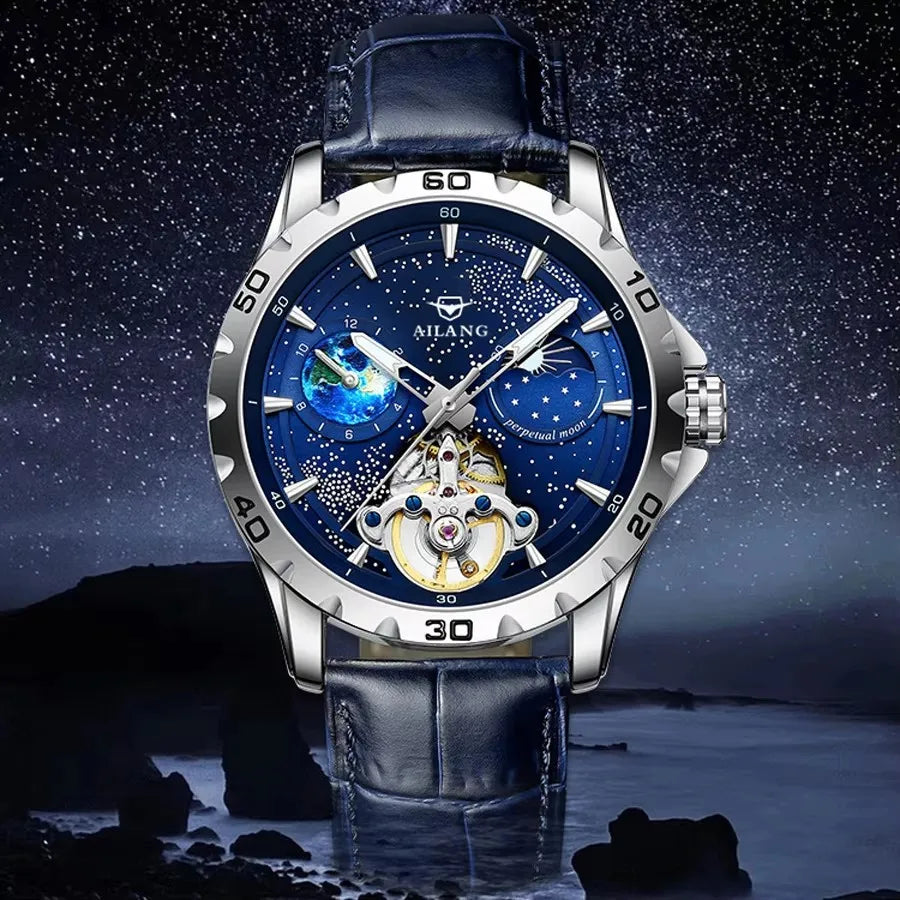 AILANG Men's Moon Phase Automatic Mechanical Watch – dial view