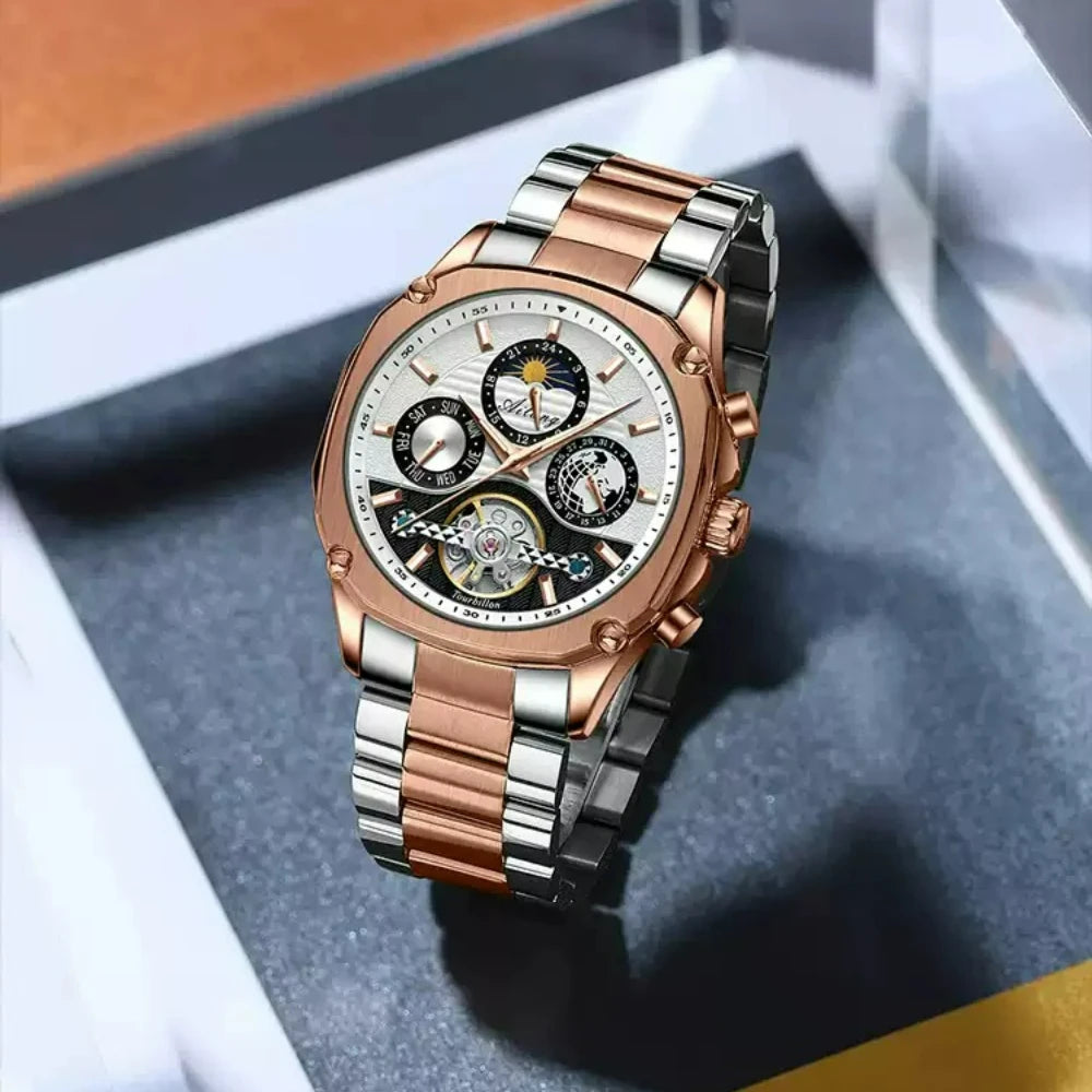 AILANG Men's Moon Phase Automatic Mechanical Watch – dial view