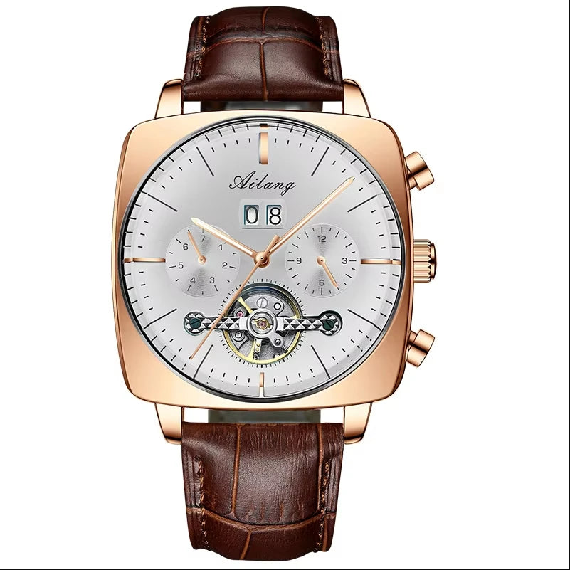 AILANG Men's Square Automatic Mechanical Watch – clasp detail
